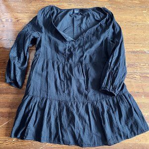 GAP Black Tie-Front Tiered Mini Dress